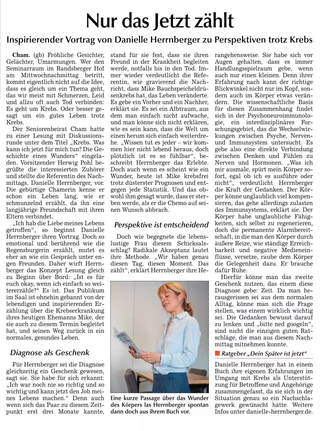 Presseartikel Zeitung Vortrag in Cham