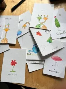 Postkarten Aquarell-Technik. DIY