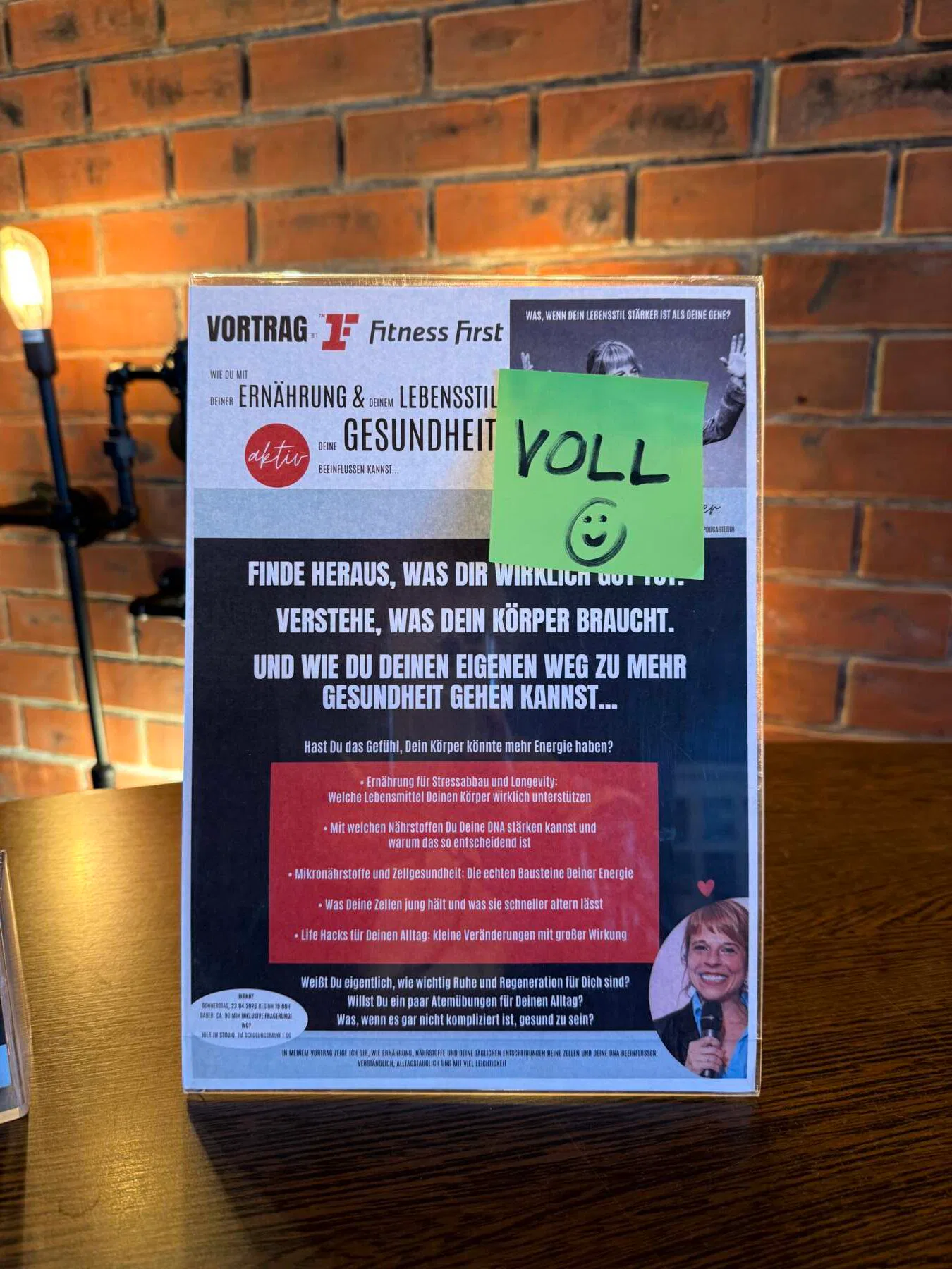 Flyer Vortrag Gesundheit und Ernährung Fitness First