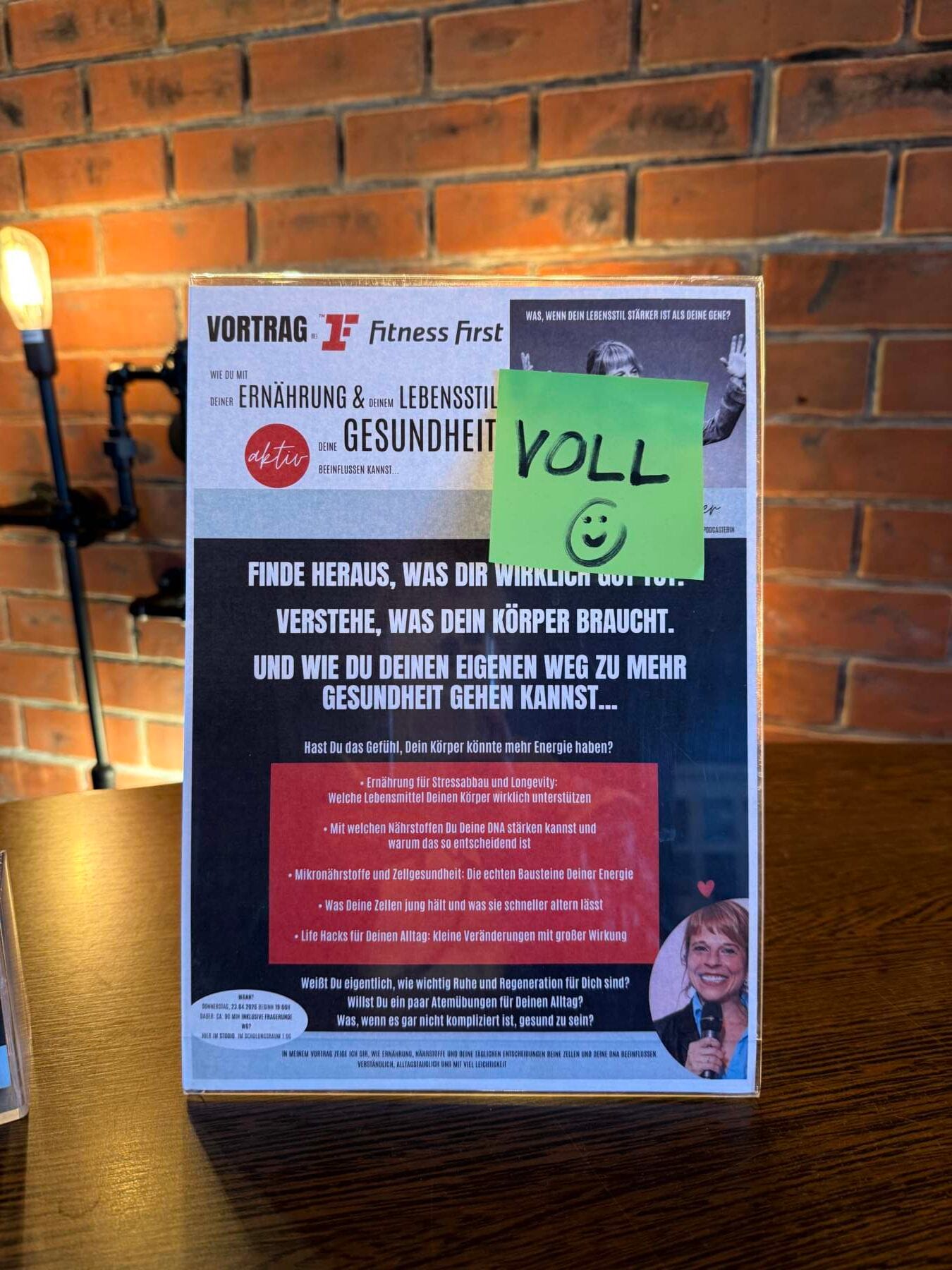 Flyer Vortrag Gesundheit und Ernährung Fitness First
